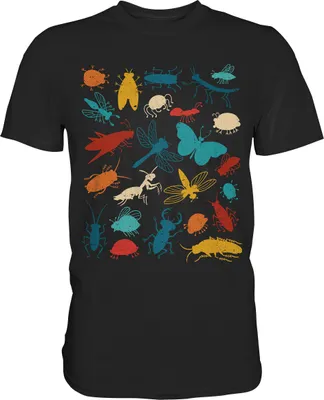 Produktbild von Bunte Insekten Käfer T-Shirt – Black / XXL