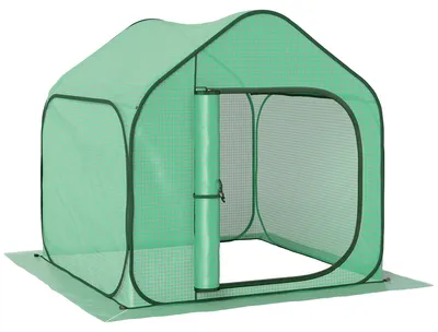 Produktbild von Mini Gewächshaus - Pop-up Foliengewächshaus - PE-Folie 150 x 148 x 148 cm - Reißverschlusstür - Für Gemüse und Blumen - Grün