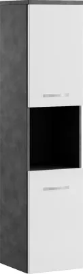 Image de Armoire de rangement de Montreal Hauteur 131 cm - Gris avec Blanc - Meuble de rangement haut placard armoire colonne