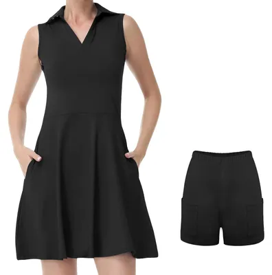 Produktbild von Tenniskleidungsstück Damen – Ärmellos – Sportkleid mit Shorts – A-Linie – 4 Taschen – Hochwertiges Material