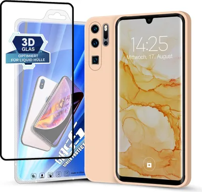 A phone case and screen protector are displayed next to a smartphone.