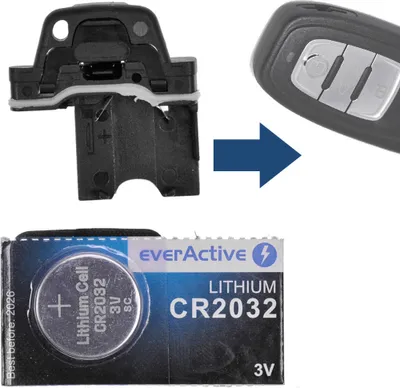 Produktbild von Batteriehalter Batterieclip + 1x CR2032 Batterie kompatibel mit Audi Q3 Q5 A4 S4 A5 S5 R8 TT Smartkey Schlüssel