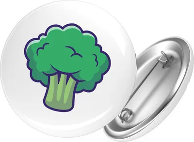 Produktbild von Huuraa Button Brokkoli Comic 25mm rund mit Sicherheitsnadel Ansteckbutton Geschenkidee