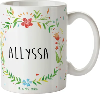 Produktbild von Mr. & Mrs. Panda Kaffeebecher Allyssa - Geschenk, Teetasse, Tasse, Trinkbecher, Henkeltasse, Kaffeetasse