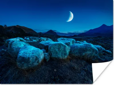 Produktbild von MuchoWow® Poster Mond - Berg - Blau 160x120 cm - Foto Plakat