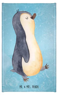 Produktbild von Mr. & Mrs. Panda Handtuch Pinguin marschieren - Eisblau - Geschenk, Stolz, Gäste-WC, Spazieren, Klein, Familie, Baumwollhandtuch, Gästetuch, Kleines, Bruder