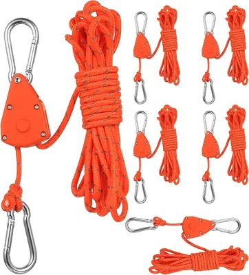 Produktbild von 6 Stück Spannseile mit Haken, 4mm x 4m, reflektierende Abspannseile