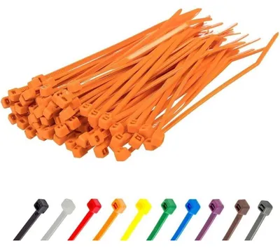 Obrázek produktu pro Barevné stahovací pásky, 100 mm x 2,5 mm, nylon, 100 kusů, barva: oranžová