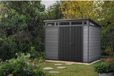Produktbild von Gartenhaus Keter Cortina 9x7 inkl. Fußboden 279 x 218 cm grau Holzoptik