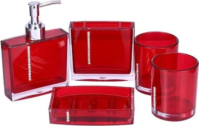 Produktbild von Badkameraschen - Badzimmerdekoration - 4 Stücke - Rot - Acryl