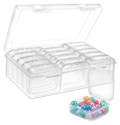 Produktbild von Kleine Aufbewahrungsbox - 16-teiliges Set aus klarem Kunststoff - Zur Sortierung von Perlen und Kleinteilen