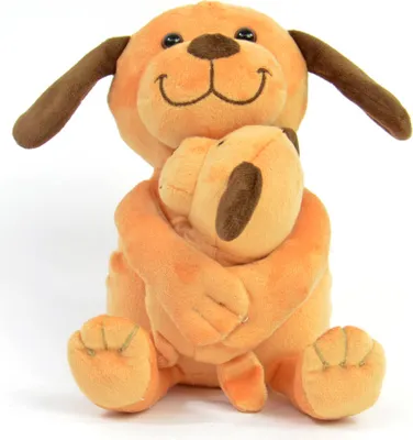 Produktbild von Kögler Plüsch Hund Mama & Baby Kuschelhund Plüschhund Schmusetier braun 16 cm
