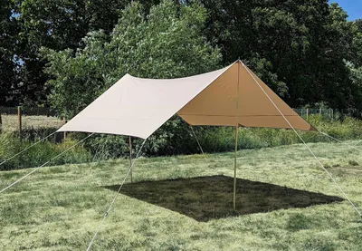 Produktbild von Vordach Vorzelt Sonnensegel Quadratisches Shelter aus Polybaumwolle 3,8 m