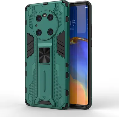 Produktbild von Huawei Mate 40 Pro Hülle, Dual Layer PC TPU Bumper Stoßfest Ständer Schutzhülle für Huawei Mate 40 Pro Grün