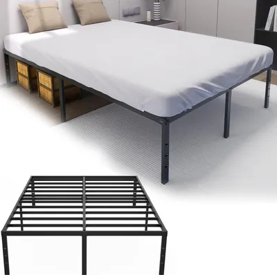Produktbild von YARDIN Bettrahmen 160 x 200 cm Metallbett Bettgestell Plattformbett aus Metall Doppelbett mit 37.5cm Höhe Stauraum unter dem Bett - Maximale Tragfähigkeit 270 kg