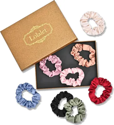 Produktbild von Lolalet Haargummis Seide Scrunchies Damen Premium Satin Pferdeschwanzhalter 8 Farben