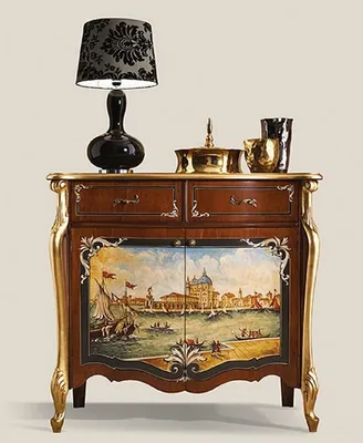 Image de Casa Padrino Luxus Barock Sideboard Dunkelbraun / Mehrfarbig / Gold - Armoire somptueuse en bois massif - Meubles baroques de salon et d'hôtel - Qualité de luxe - Italy