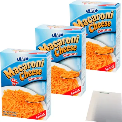 Produktbild von CMC Macaroni & Cheese Dinner taste America 3er Pack (3x208g Packung) + usy Block