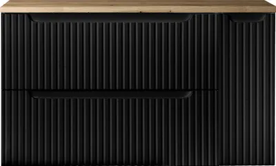 Produktbild von Waschtisch-Unterschrank 100cm, in schwarz mit Eiche, NEWPORT-56-BLACK