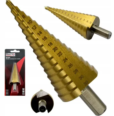 Obrázok produktu pre Stupňovitý vrták Mertz kužeľový titánový do kovu HSS M1600 4-32mm