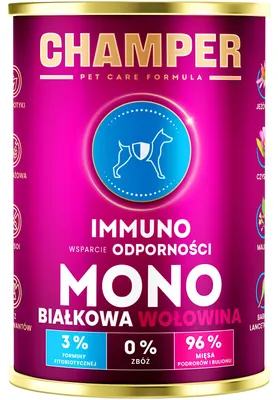 Immagine prodotto di Cibo umido per cani Monoprotein Champer Immunity Manzo 6x400 g