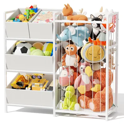 Spielzeugregal mit 4 Boxen, 83,5x78x30 cm, weiß