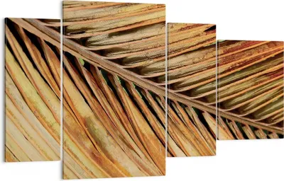 Produktbild von Bild auf Leinwand - Leinwandbild - 4 Teile - Orange Blatt Tropisch - 120x70cm - Wand Bild - Wanddeko - Wandbilder - Leinwanddruck - Bilder - Wanddekoration - Leinwand bilder - Wandbild - DL120x70-4876