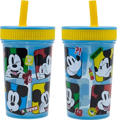 Produktbild von Disney Mickey Maus Kinder Trinkbecher Becher integriertem Halm 465 ml