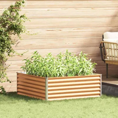 Produktbild von "Schlussverkauf" Hochbeet im Garten - 1 pc - Blumenbeet/Gartenbeet - Hellbraun 98x100x36 cm Verzinkter Stahl  C13495