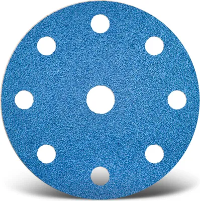 Produktbild von MENZER Blue Klett-Schleifscheiben, 150 mm, 9-Loch, f. Exzenterschleifer, Zirkonkorund (25 Stk.) K80