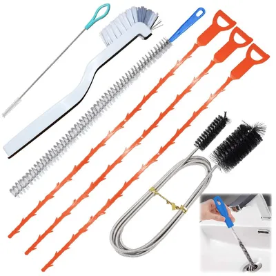 Produktbild von Rohrreiniger Abflussspirale Rohrreinigungsspirale - 7 Stück - Mit doppelköpfiger Bürste - Für Küche, Bad und WC