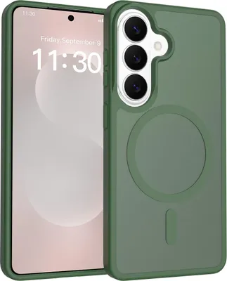 Image de Coque magnétique pour Samsung Galaxy S26, compatible avec MagSafe, dos mat translucide, coque de protection antichoc, verte