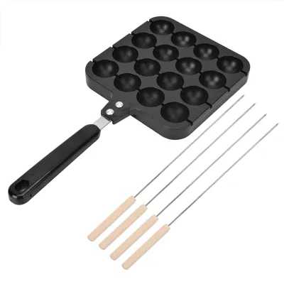 Zdjęcie produktu dla Patelnia do takoyaki z powłoką nieprzywierającą - forma do takoyaki - trwała i bezpieczna - czarna - do gotowania w domu - do pieczenia i smażenia - nadaje się do okrągłych patelni...