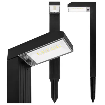 Obrázek produktu pro Solární sloupové svítidlo MasterLED Slim, 3 barvy světla, 25 lm, stupeň krytí IP54, výška 53 cm, barva černá, s fotosenzorem