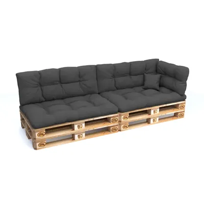 Immagine prodotto di POKAR Cuscini per pallet con bella trapuntatura Cuscino per divano in pallet, Dimensioni: Set di 6, Colore: Antracite - Impermeabile