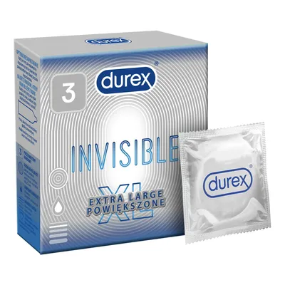 Zdjęcie produktu dla Prezerwatywy, Durex Invisible XL, 3 sztuki