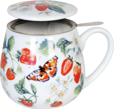 Obrázok produktu pre Könitz Tea For You Hrnček Ovocný čaj Jahoda - Victoria Lowe, hrnček na čaj, so sitkom a viečkom, porcelán, 420 ml, 11 5 143 2599