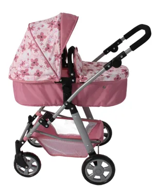 Produktbild von Bayer Chic 2000 Kombi-Puppenwagen Nele | 2in1 Buggy & umwandelbare Wanne für Puppen bis 50 cm | Extra hoch verstellbar 45-84 cm, ab 4 Jahren, Flowers