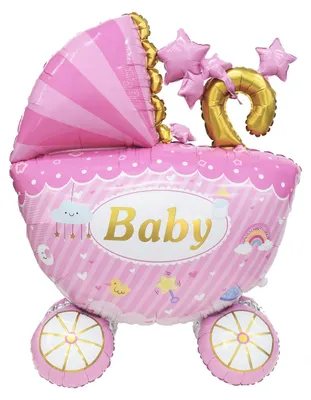 Produktbild von Folienballon Baby Girl Kinderwagen 141x98 cm – Baby Shower Geburt Gender Reveal
