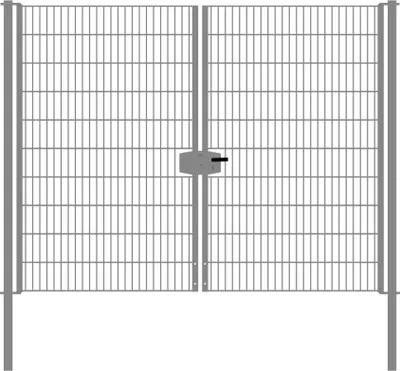 Produktbild von Drahtgittertor 2-flügelig, Durchgangslichte: 264 cm, Gesamtbreite inkl. Pfosten: 276 cm - Ausführung: verzinkt, Höhe: 203 cm