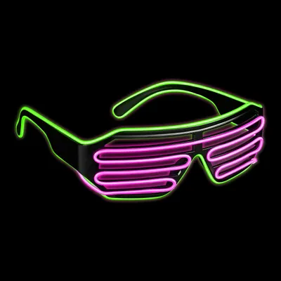 LED-Brille mit 3 Blitzmodi – Neon-Grün/Rosa, 1 Stück