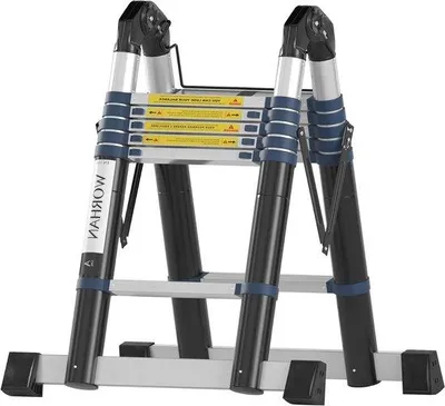 Imagen del producto de Escalera telescópica - Escalera plegable de aluminio - Ideal para trabajos domésticos - Diseño 2 en 1 - 38 metros - Color aluminio