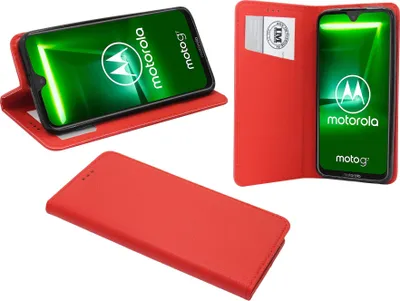 Produktbild von cofi1453® Buch Tasche "Smart" kompatibel mit MOTOROLA MOTO G7 PLUS Handy Hülle Etui Brieftasche Schutzhülle mit Standfunktion, Kartenfach Rot