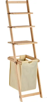 Zdjęcie produktu dla Regał łazienkowy z koszem na pranie CLEAR,  156,5 x 41 x 4 cm