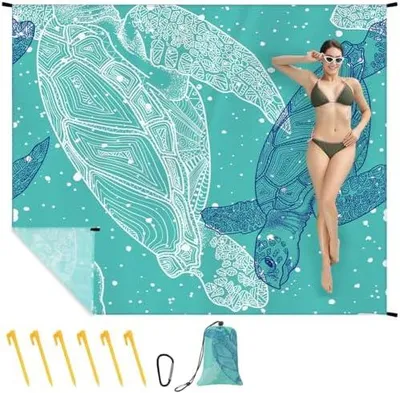 Produktbild von Picknickdecke 140x200cm ultraleicht Stranddecke mit Karabiner