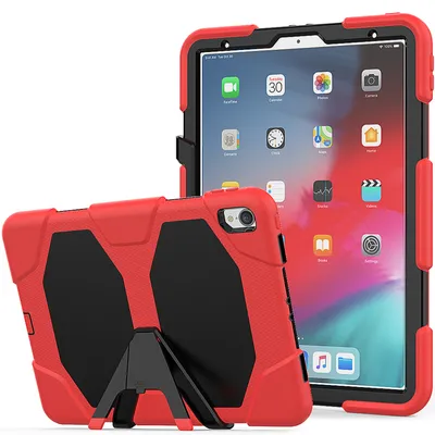 Zdjęcie produktu dla etui 3 w 1 do Apple iPad Pro 11 (2018) 11 cali, odporne na wstrząsy, z ochroną wyświetlacza i podstawką, czerwone