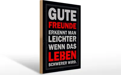 Produktbild von Holzschild gute Freunde erkennt man, 40x30 cm, Holzschilder Spruch Glück Weisheit