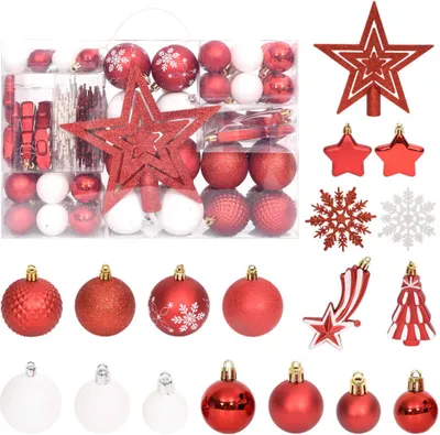 Image de set de 108 boules de Noël rouges et blanches