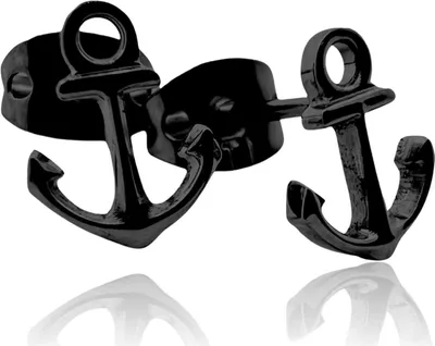 Produktbild von Titan Ohrringe Ohrstecker mit Anker in verschiedenen Farben Farbe - Schwarz