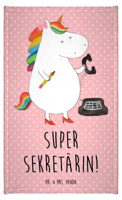 Produktbild von Mr. & Mrs. Panda Handtuch Einhorn Sekretärin - Rot Pastell - Geschenk, Gästetuch, Unicorn, Gäste-WC, Mini-Handtuch, Bürokraft, Büro, Frotteehandtuch, Klein, Einhörner